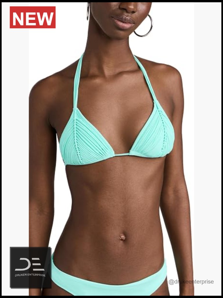 Triangle Bikini Top With Macrame Overlay And Tasseled Ties